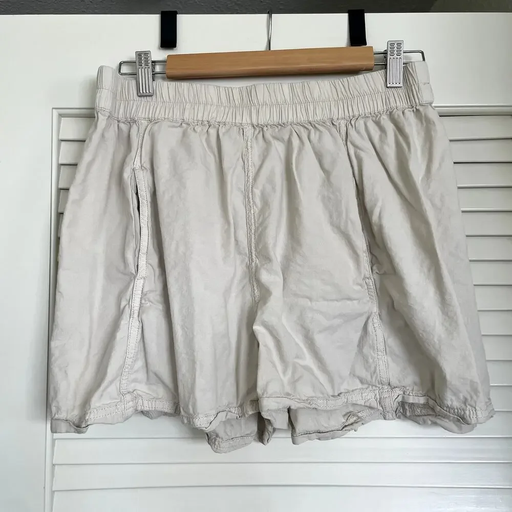 Free People Get Free Poplin Nilla Cream Pull-On Shorts Size M - Picture 2 of 7